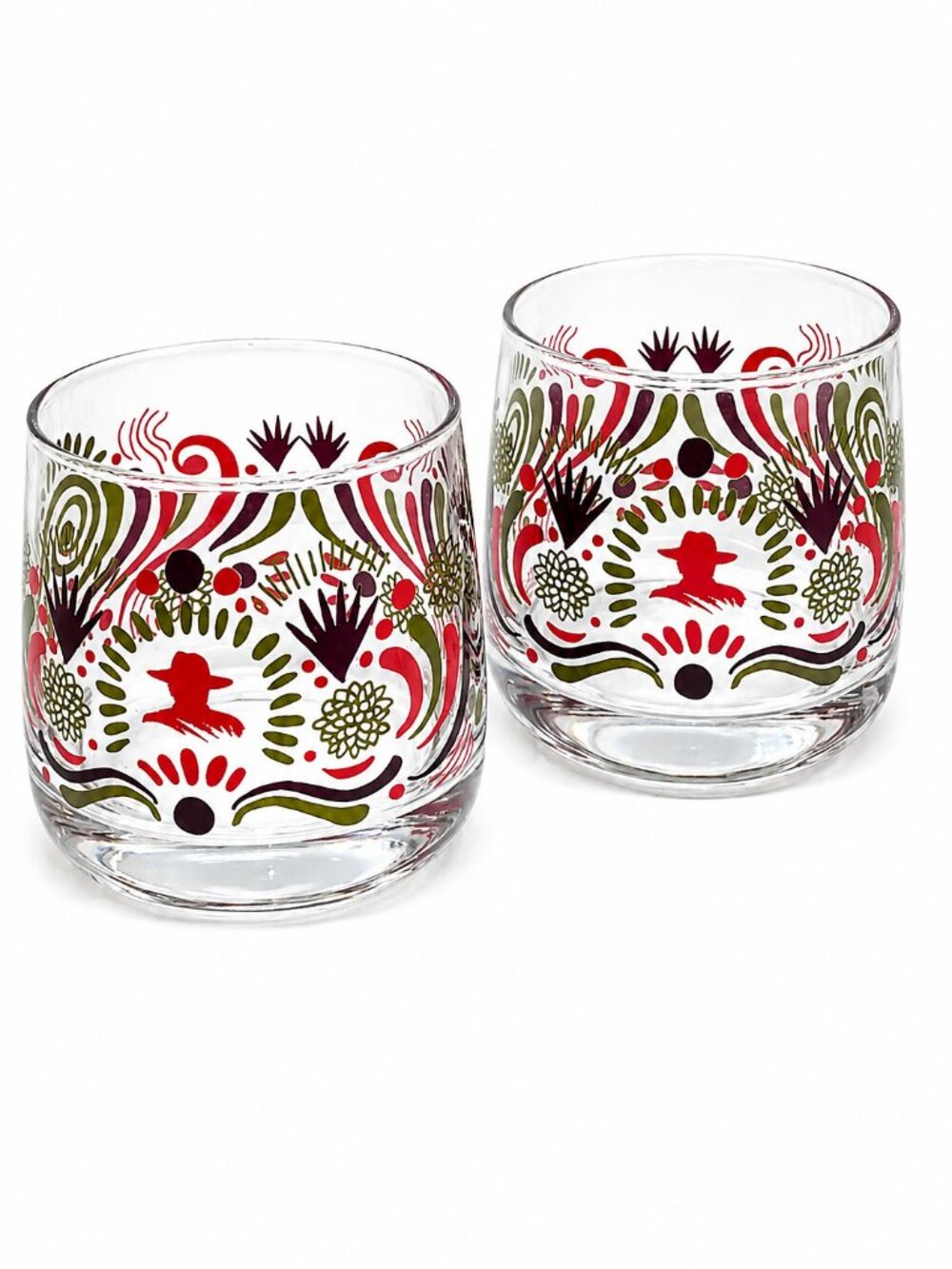Set of 2 Don Julio Patterned Glass Tumblers Drinking Glasses